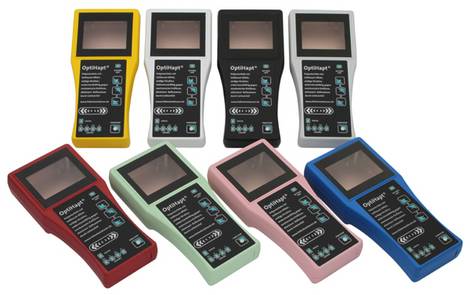 OptiHapt hand held enclosures with softtouch surface in different colors